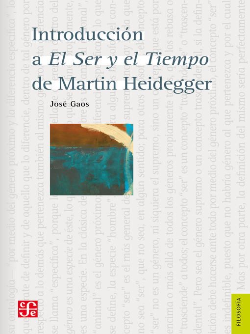 Title details for Introducción a El Ser y el Tiempo de Martin Heidegger by José Gaos - Wait list